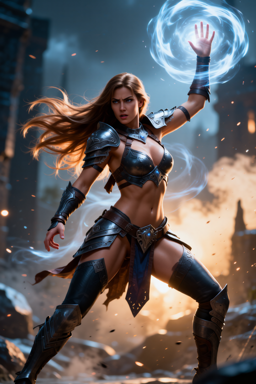 3D FOW style – dramatic figure in cinematic lighting