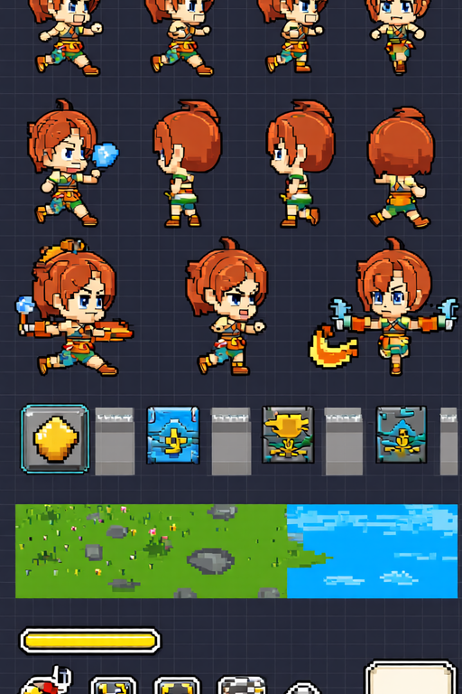 Game asset – tileset and sprite sheet showcase