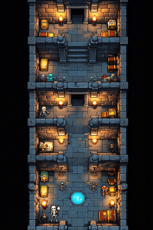 Dungeon crawler map – isometric pixel art dungeon
